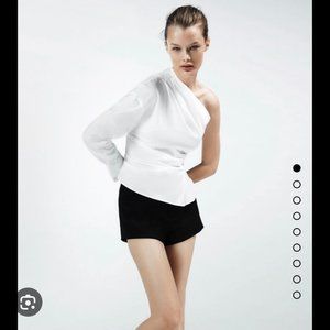ZARA White Asymmetric Poplin Shirt, size XL